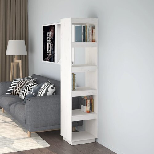 The Living Store Knjižna omara / pregrada bela 40x35x167 cm trdna borovina - Knjižna Omara, (21437043) Cene