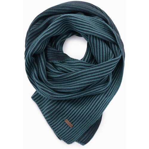 Ombre knitted men&amp;#039;s two-tone striped scarf - navy blue and sea Slike