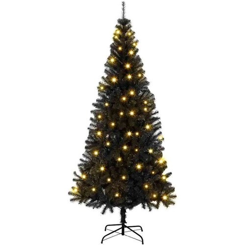VidaXL Umjetne božićne jelke S LED lampica Crna 180 cm PVC Slike