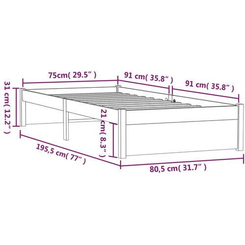  Okvir za krevet od masivnog drva 75 x 190 cm jednokrevetni Slike