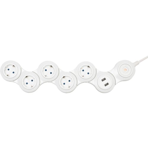 Home Produžni kabl, podesivi, 5 utičnica, 1.5 mm&amp;sup2;,1.4 met, USB &amp;ndash; NVH 05K / USB Slike