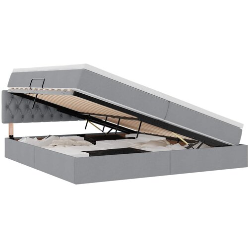  LED krevet za pohranu s madracem Svjetlosiva 200 x 200 cm Slike