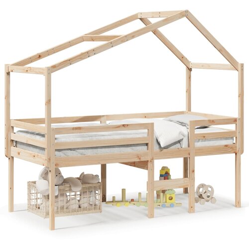 VidaXL Visoki krevet s krovom 90 x 200 cm od masivne borovine Slike