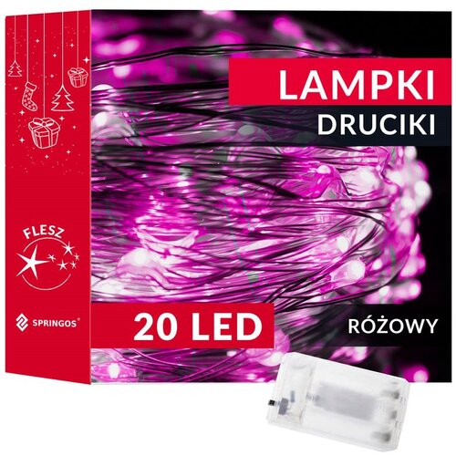 MIKRO LED lampice na baterije, 20 LED dioda - Roza Slike