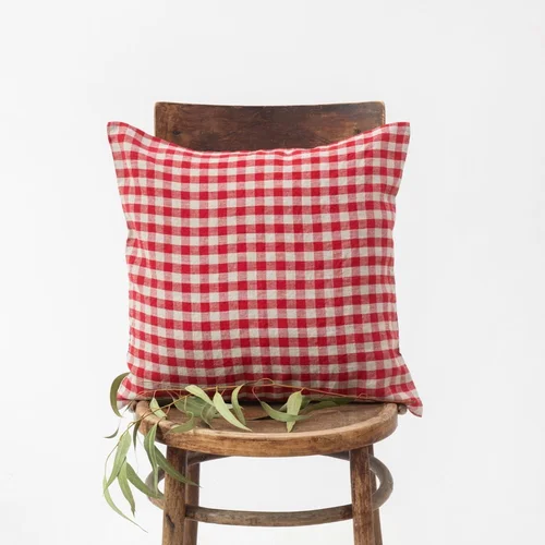 Linen Tales Lanena prevleka za blazino 50x50 cm Red Gingham –