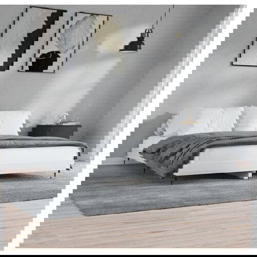 vidaXL Okvir za krevet visoki sjaj bijeli 150x200 cm konstruirano drvo Cijene