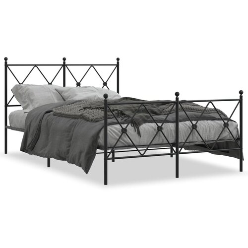 VidaXL Metalni okvir kreveta uzglavlje i podnožje crni 120x200 cm Slike
