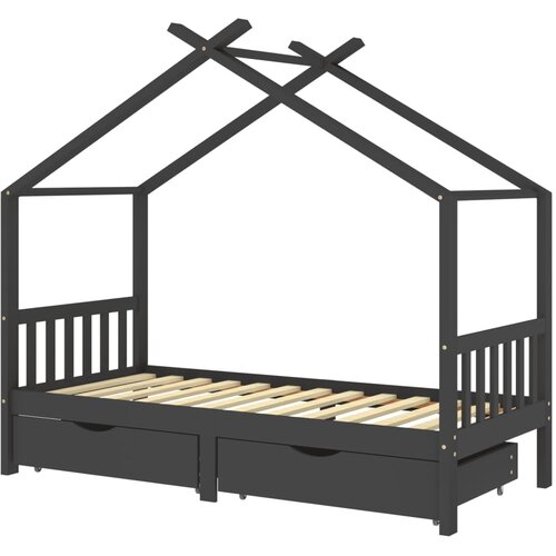 Maison Chic Otroška postelja - Otroški ležaj - Otroški posteljni okvir s predali temno siva borovina 90x200 cm, (21698319) Cene