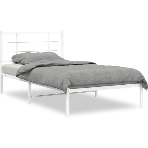  The Living Store Kovinski posteljni okvir z vzglavjem bel 100x190 cm - Posteljni Okvir, (21529858) Cene