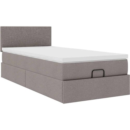 VidaXL otomanski krevet s madracem smeđesivi 100x200 cm tkanine Slike
