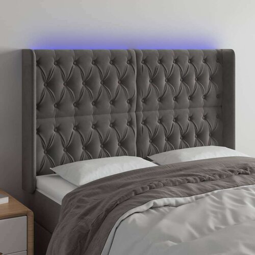  Posteljno vzglavje temno sivo 163x16x118/128 cm žamet, (20793493) Slike