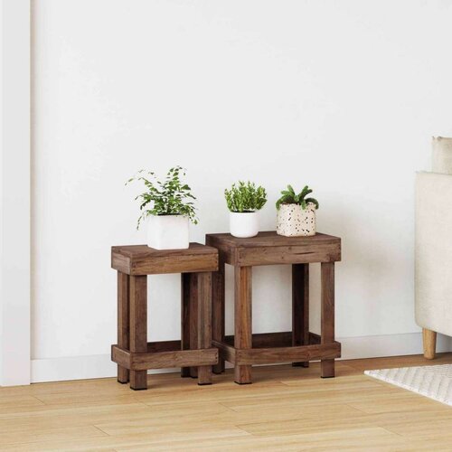  Stalak za biljke 2 pcs Smeđa 70 x 11 x 27 cm Drvo od mahagonija Cene
