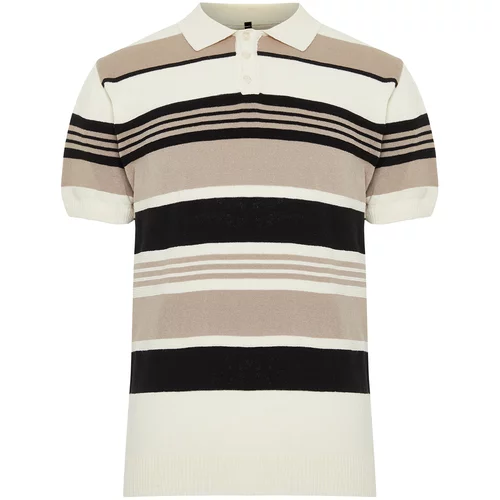 Trendyol Men's Multicolor Regular Fit Striped Knitwear Polo Collar T-Shirt