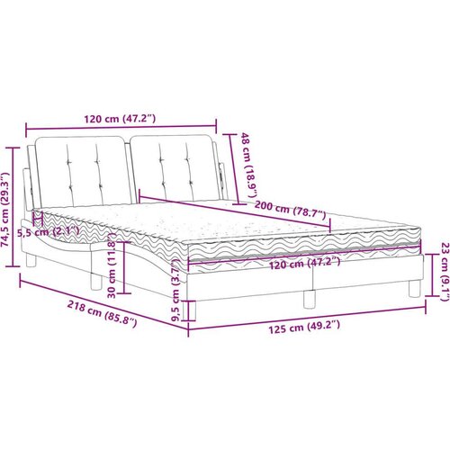  Krevet s madracem crno-bijeli 120 x 200 cm od umjetne kože Slike