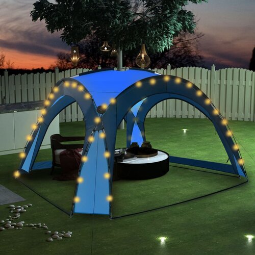 vidaXL Vrtni šotor z LED lučmi in 4 stranicami 3,6x3,6x2,3 m moder Cene