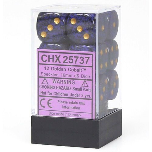 Chessex kockice - speckled - golden cobalt - dice block 16mm (12) Slike