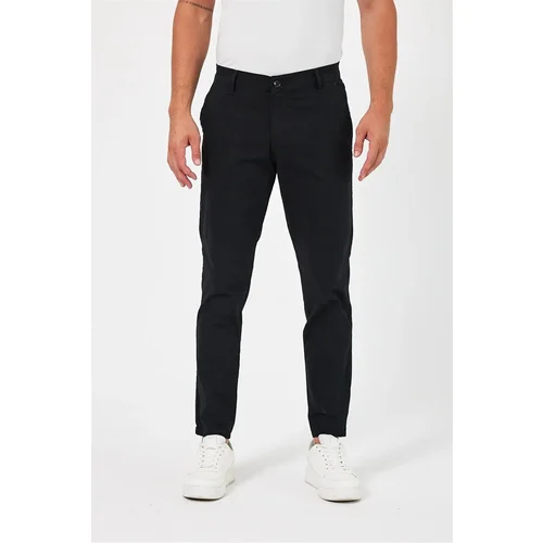 Dewberry 36952 Gabardine Cotton Slim Fit Chino Mens Trousers-BLACK