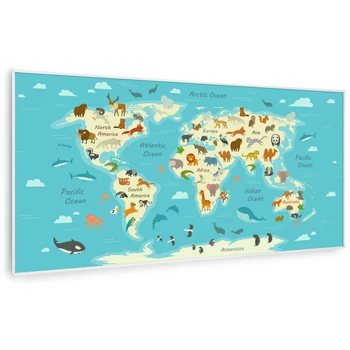 Klarstein Wonderwall Air Art Smart, infracrveni grijač, karta sa životinjama, 120 x 60 cm, 700 W