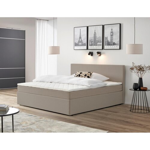 P & B POSTELJA Z VZMETNICO 200 cm x 200 cm , tekstil peščene barve Cene