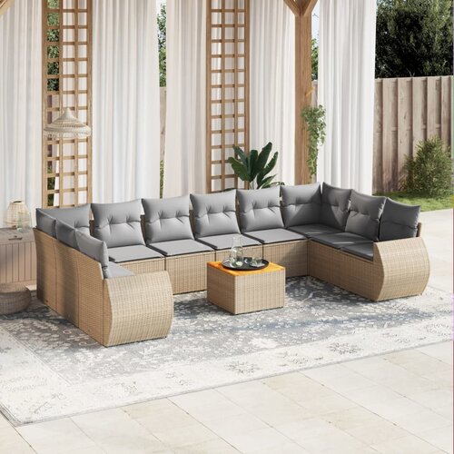 vidaXL 11-dijelni set vrtnih sofa od poliratana s jastucima bež Cijene