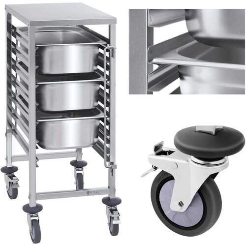 Royal Catering Gostinski transportni voziček za 7x posode GN1/1, nosilnost do 50kg, (21387833) Slike