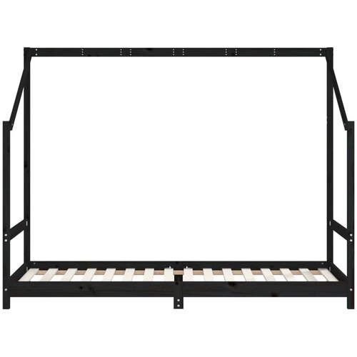  Okvir za dječji krevet crni 2x(80x200) cm masivna borovina Slike