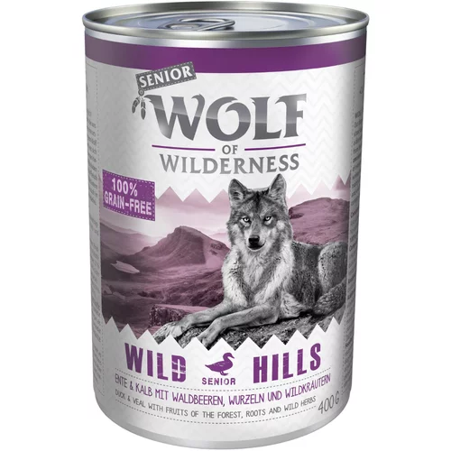 Wolf of Wilderness Senior 6 x 400 g - Wild Hills - pačetina i teletina