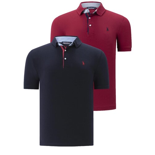Dewberry DUAL SET T8582 MENS T-SHIRT-NAVY BLUE- BURGUNDY Slike