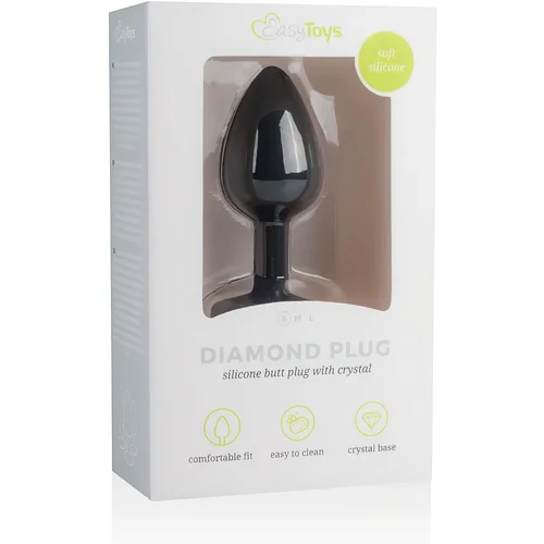 EasyToys Diamond - analni dildo od bijelog kamena (mali) - crni