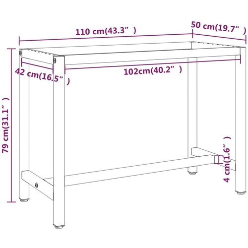 VidaXL Okvir za radni stol mat crni i mat crveni 110x50x79 cm metalni Slike