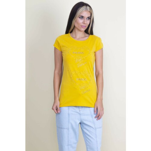 Şans Women's Yellow Stone Detailed T-Shirt Slike