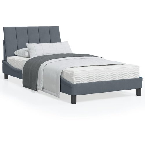 VidaXL Posteljni okvir z LED lučkami temno siv 100x200 cm žamet Slike