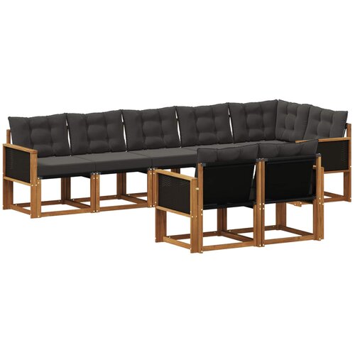 vidaXL Zunanja garnitura za sedenje z blazino 8 pcs Naravna in črna, (5000279822) Cene