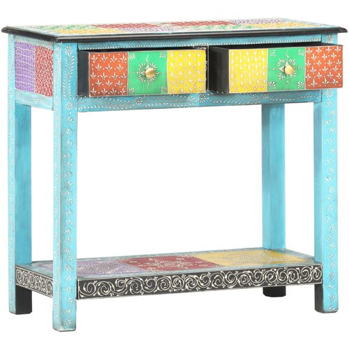 Maison Chic Ročno barvana konzolna miza - miza ob steni 80x35x75 cm trden mangov les, (21786229) Slike