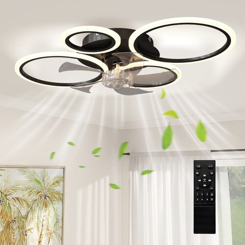 HOMCOM stropni ventilator z lučjo jeklo, plastika 77D x 55&Scaron; x 13,5V cm črno, (5000238763) Cene