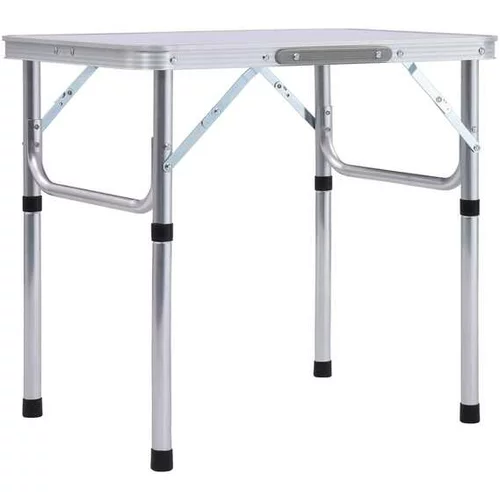  Zložljiva miza za kampiranje bela iz aluminija 60x45 cm