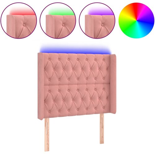 Maison Chic led posteljno vzglavje - vzglavna omarica - nočna omarica roza 103x16x118/128 cm žamet, (21707611) Slike