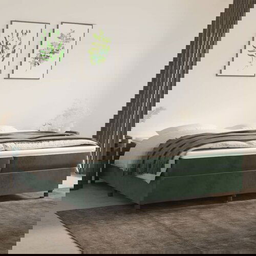 The Living Store Posteljni okvir temno zelen 200x200 cm žamet - Box Spring Posteljni Okvir, (21488358) Slike