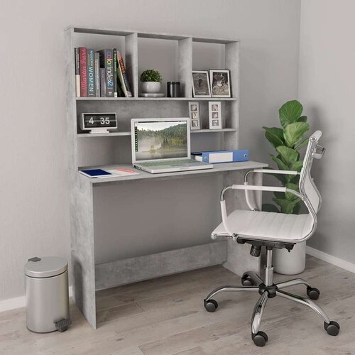 VidaXL Radni stol s policama siva boja betona 110x45x157 cm iverica Slike