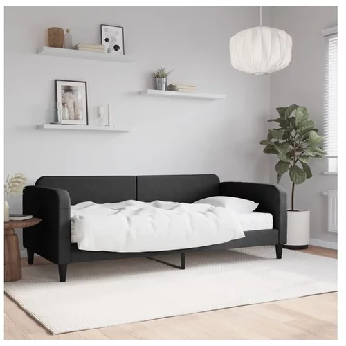 vidaXL Dnevna postelja z vzmetnico črna 90x190 cm blago