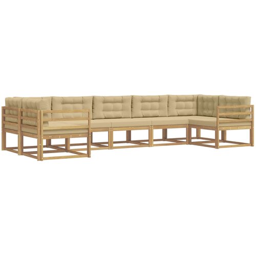  Set vanjskih sofa 7 kom. Bijela i bež Smeđa 404 x 166,5 x 73 cm Slike