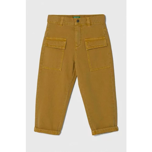 United Colors Of Benetton Dječje pamučne hlače boja: žuta, bez uzorka