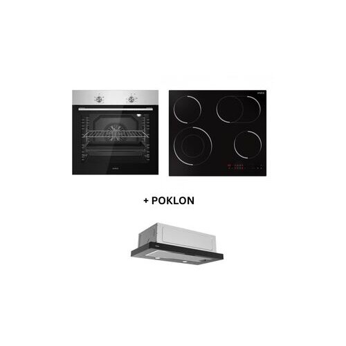 Vivax HOME ugradna rerna BO-806BFM X + HOME Ugradna staklokeramička ploča BH-04MDOVC + POKLON HOME kuhinjski aspirator CHO-60PT100T B Slike