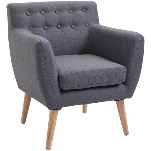 HOMCOM Sodobno oblikovan fotelj za dnevno sobo z nasloni za roke iz lesene tkanine 68 × 58,5 × 76 cm svetlo sive barve, (20745122) Cene