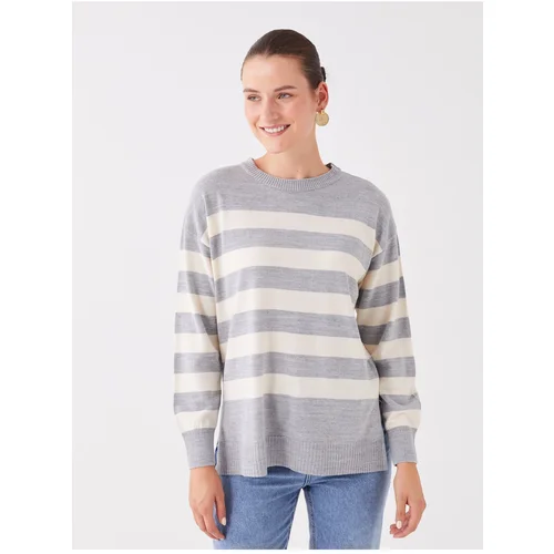 LC Waikiki Crew Neck Striped Long Sleeve Oversize Women's Knitwear Sweater