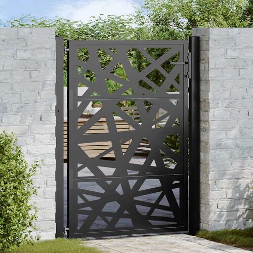 VidaXL Vrtna vrata Black 105x130 cm Steel Light Design Slike