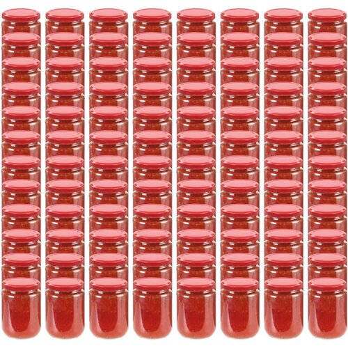 VidaXL stekleni kozarci z rdečimi pokrovi 96 kosov 230 ml Slike