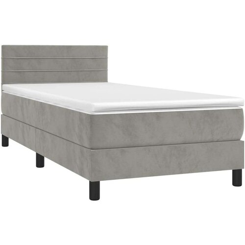 Box spring krevet s madracem svjetlosivi 90x190 cm bar&amp;scaron;unasti Slike