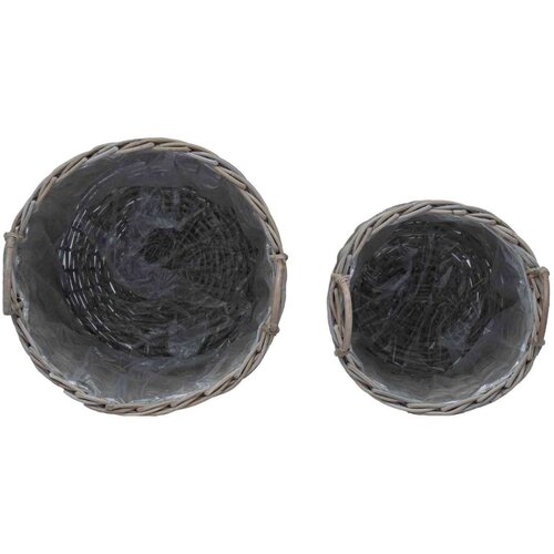  Vazon ko&amp;scaron; s pohranom 2 pcs Siva Lacak ratan - Siva Slike