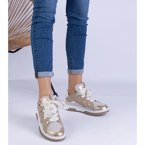 Gemre Beige women's sneakers with decorative lacing Grejs Cene